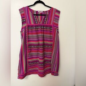177. CALYPSO ST. BARTH Ethnic Colorful Stripe Sleeveless Mini Sundress